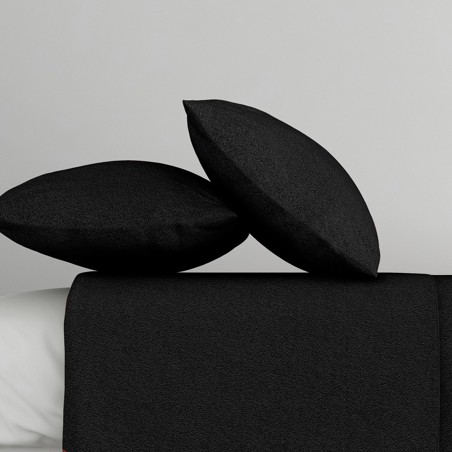 Solid Black Thermal King Fitted Bedsheet with 2 Matching Pillow Cover (72x78x10 inches)