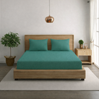 Solid Teal Thermal Fleece Double King Bedsheet with 2 Matching Pillow Cover (90x108 inches)