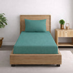 Solid Teal Green Thermal Single Bedsheet with Matching Pillow Cover (60x90 inches)
