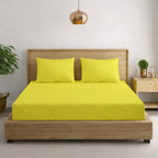 Solid Yellow Thermal Double King Bedsheet with 2 Matching Pillow Cover (90x108 inches)