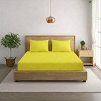 Solid Yellow Thermal Double King Bedsheet with 2 Matching Pillow Cover (90x108 inches)