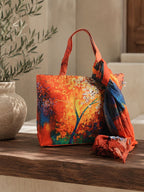 Golden Hour Glaze - Abstract Autumn Tote with Dual-Sided Artistic Flair