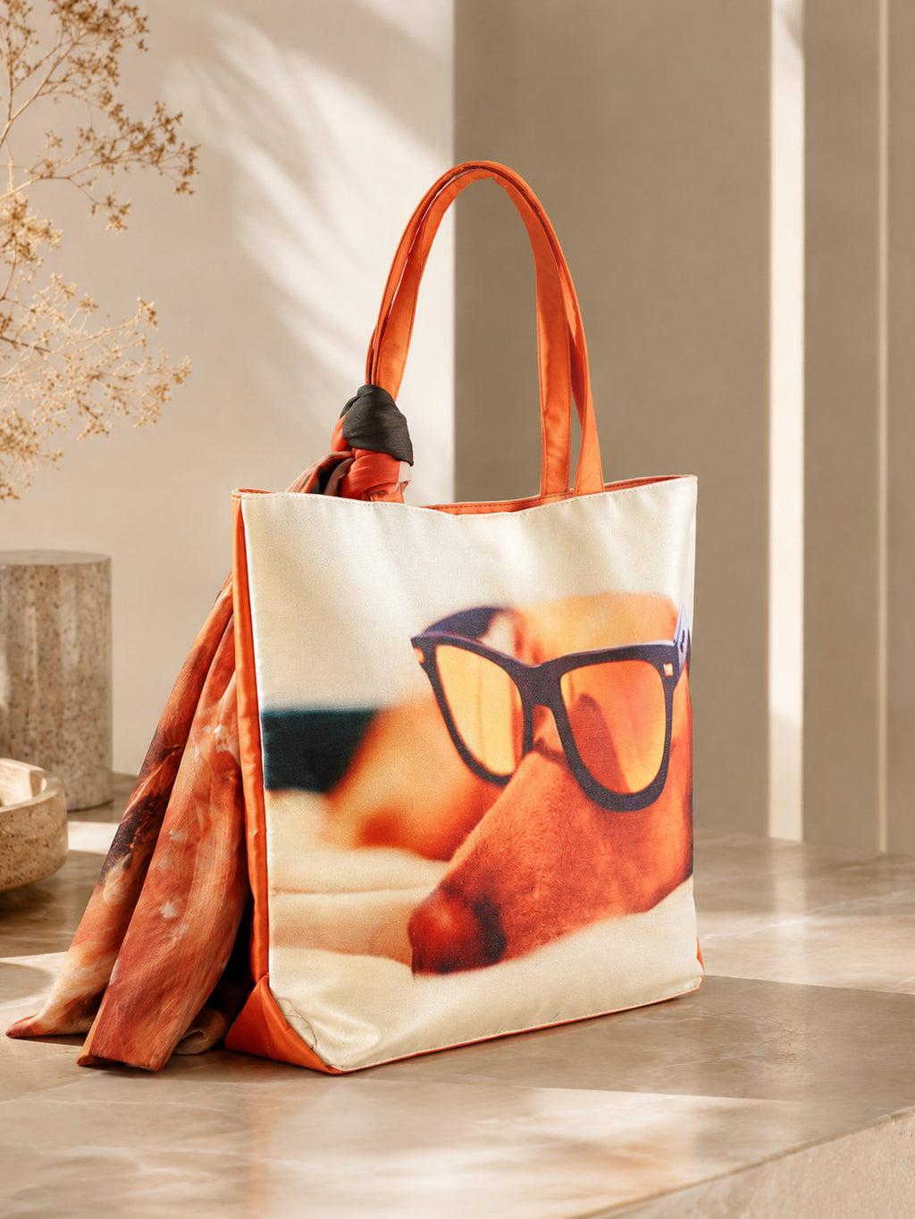 Sunkissed Pup - Quirky Dog Print Tote with Sunglasses & Wrap