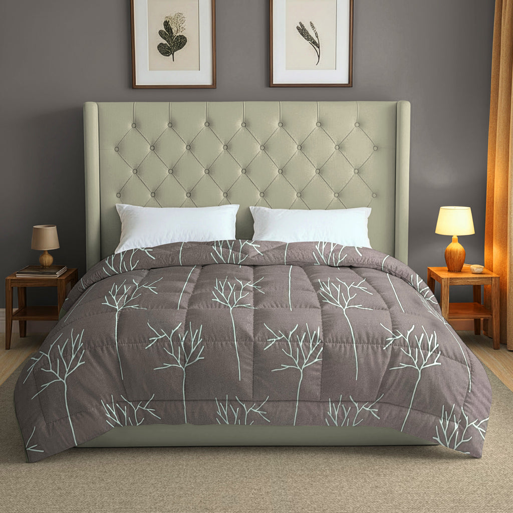 Premium Striped 100% Cotton AC Quilt 150 GSM Grey Pack of 1