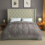 Premium Striped 100% Cotton AC Quilt 150 GSM Grey Pack of 1