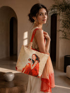 Sunset Daydream - Watercolor Portrait Tote with Flowing Wrap