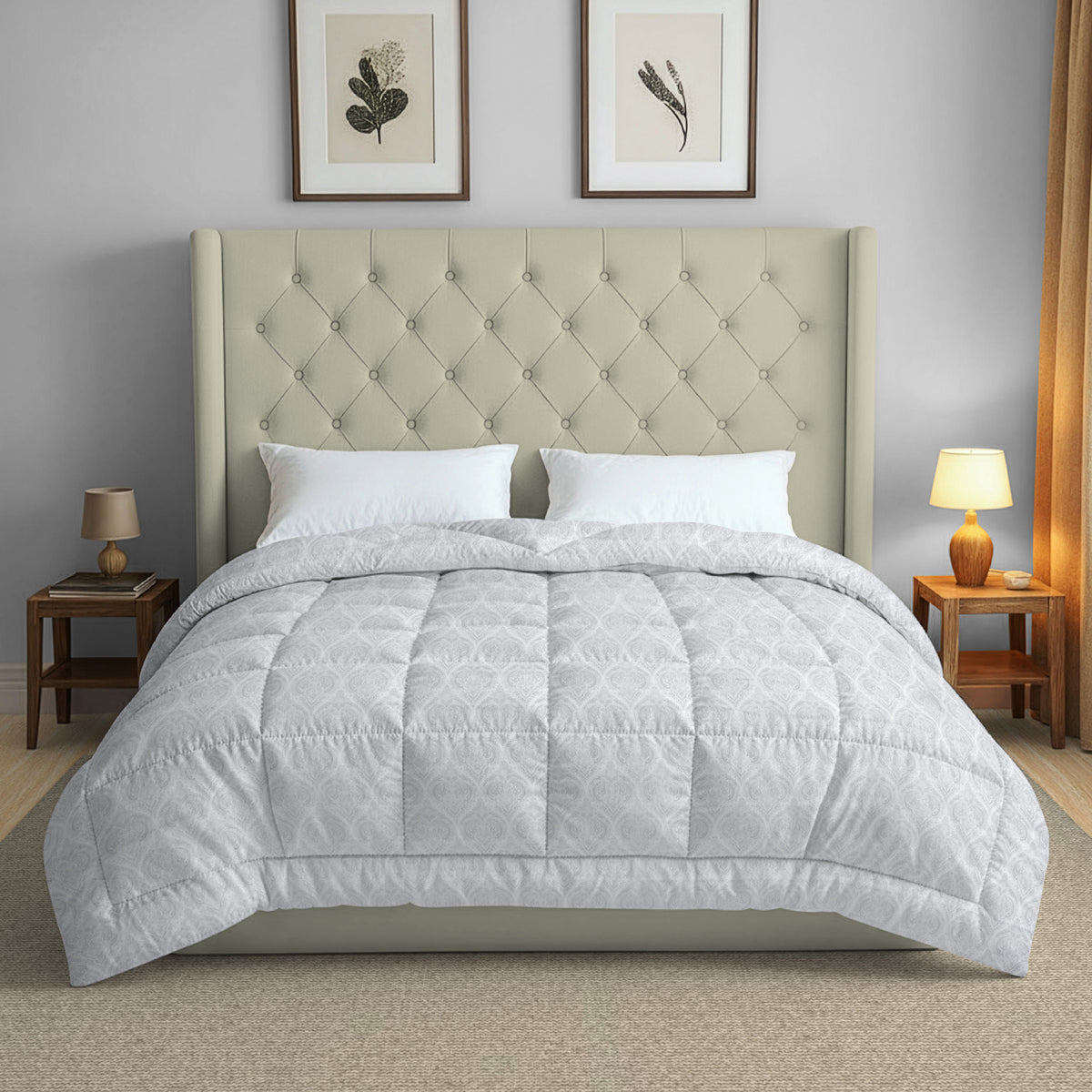 Premium Abstract Pure Cotton AC Quilt 150 GSM Grey Pack of 1