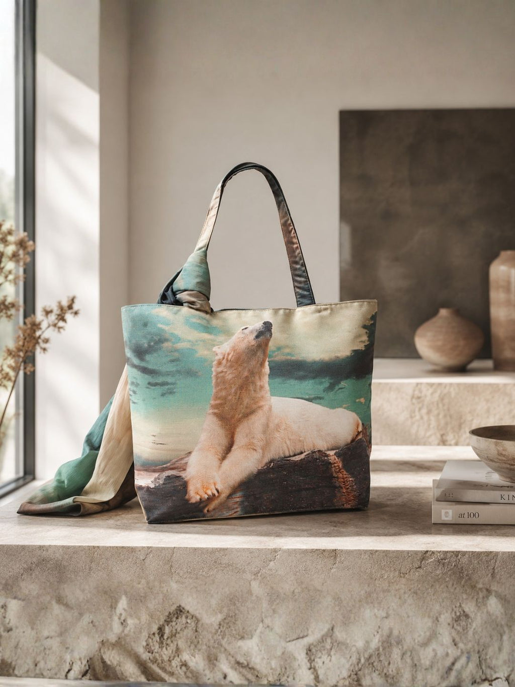 Winter Whisper - Scenic Polar Bear Tote Bag & Wrap
