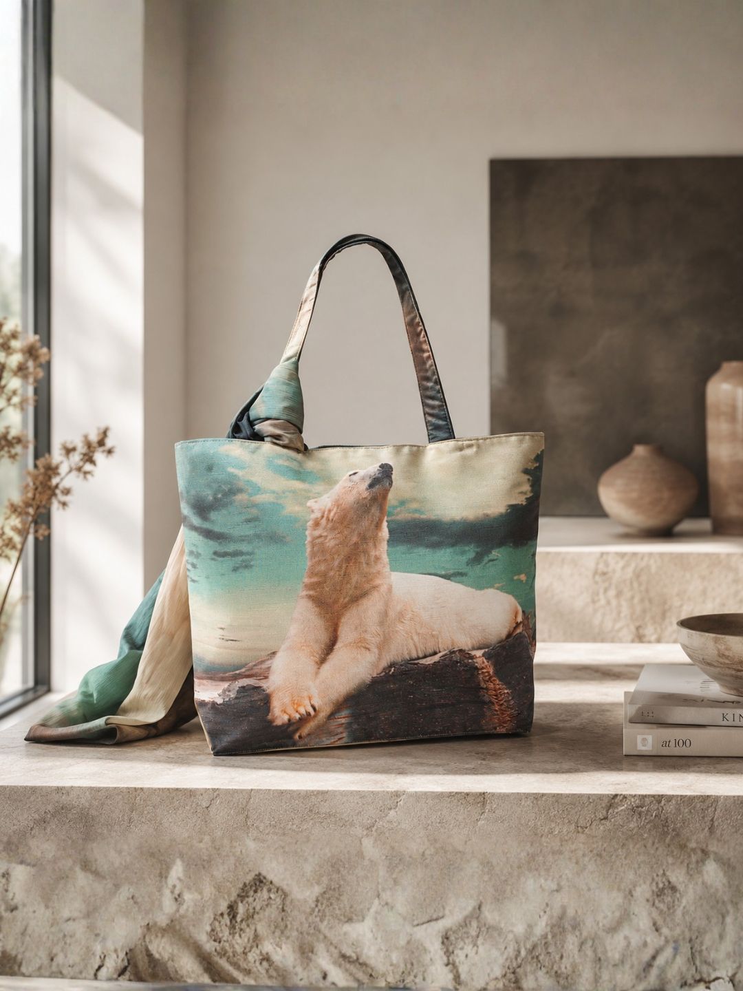 Winter Whisper - Scenic Polar Bear Tote Bag & Wrap