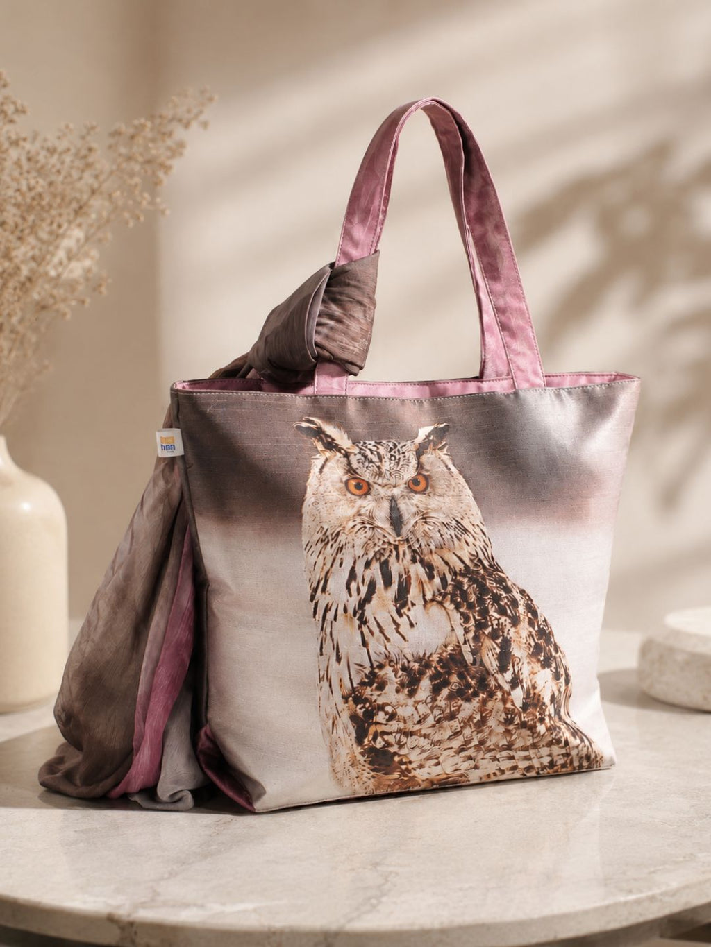 Twilight Branches - Owl-Inspired Artistic Canvas Tote
