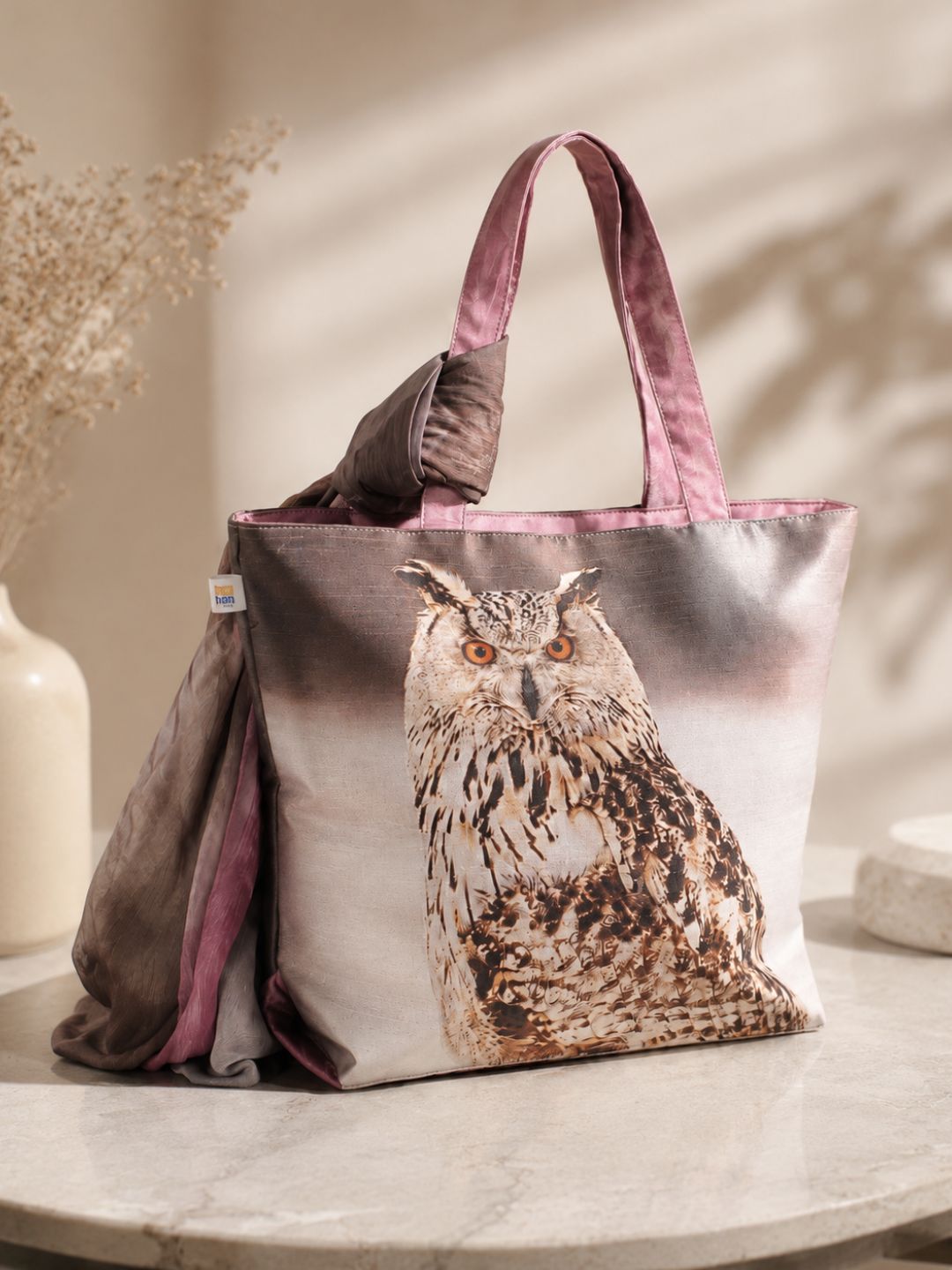 Twilight Branches - Owl-Inspired Artistic Canvas Tote