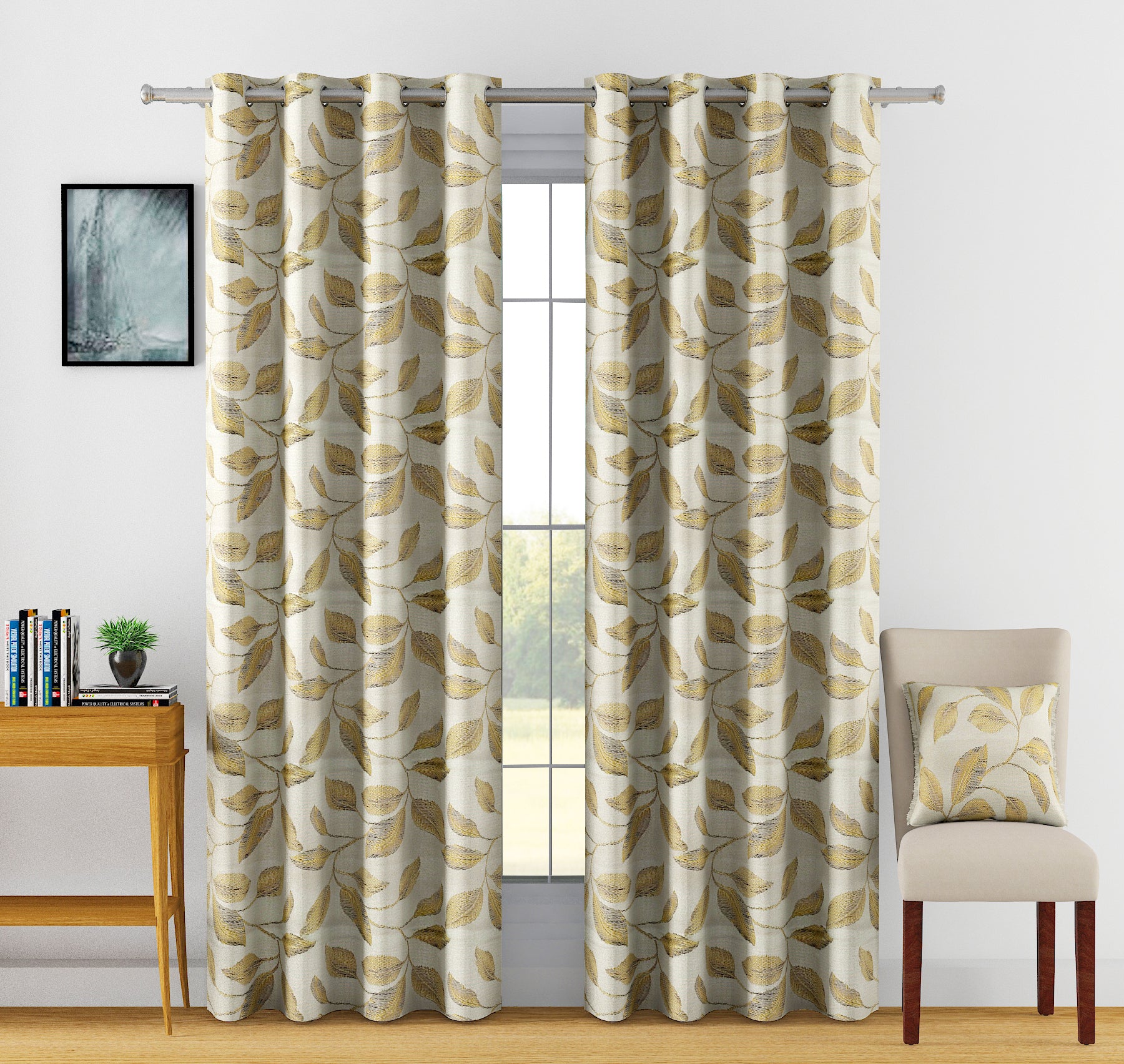 Jacquard Leaf Gold Door Curtains