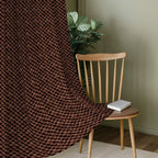 Dark Brown Geometric Weave 300 GSM Polyester 100% Blackout Eyelet Curtain