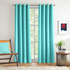 Teal Serenity 110 GSM Polyester 60% Blackout Eyelet Curtain
