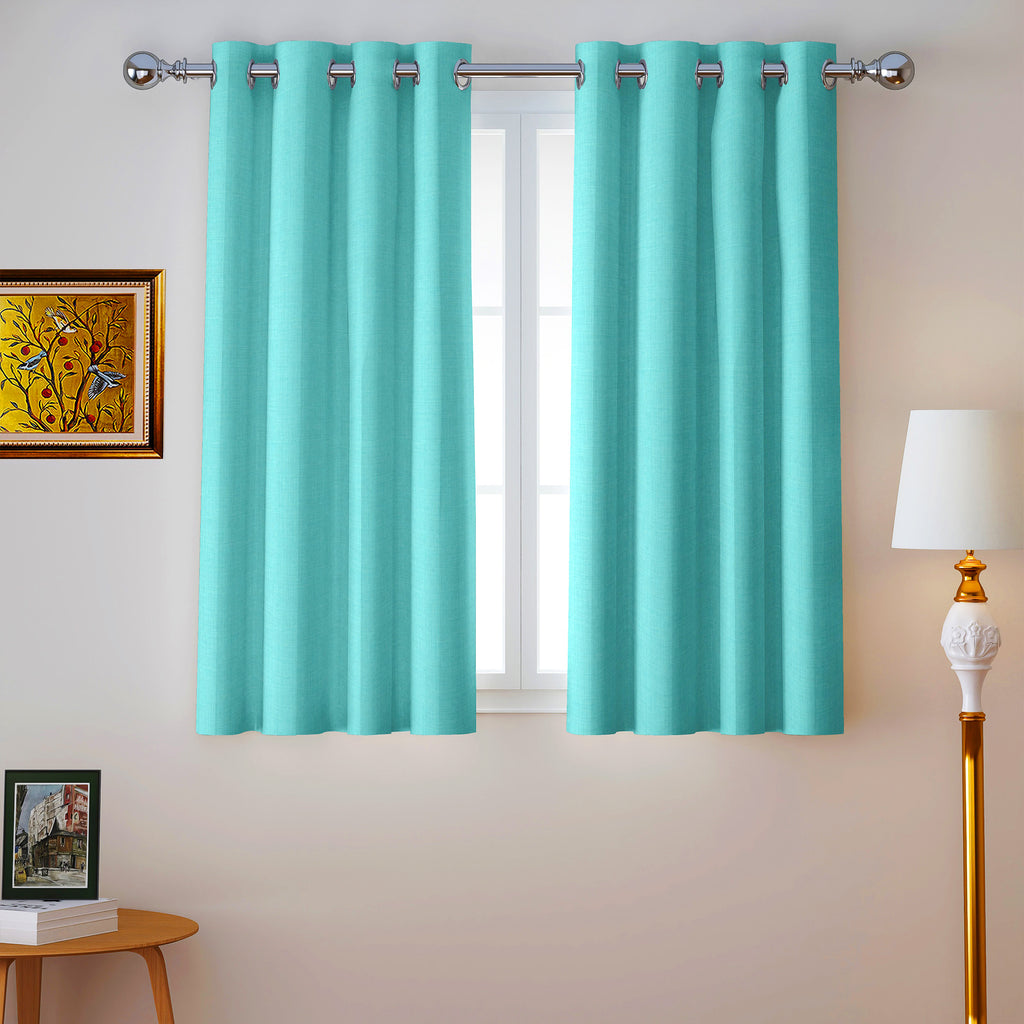 Teal Serenity 110 GSM Polyester 60% Blackout Eyelet Curtain