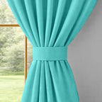 Teal Serenity 110 GSM Polyester 60% Blackout Eyelet Curtain