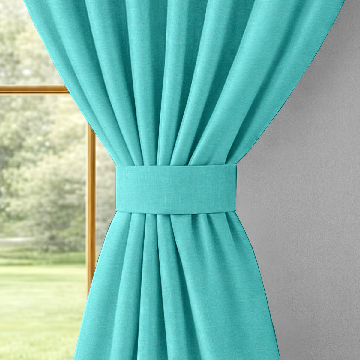 Teal Serenity 110 GSM Polyester 60% Blackout Eyelet Curtain