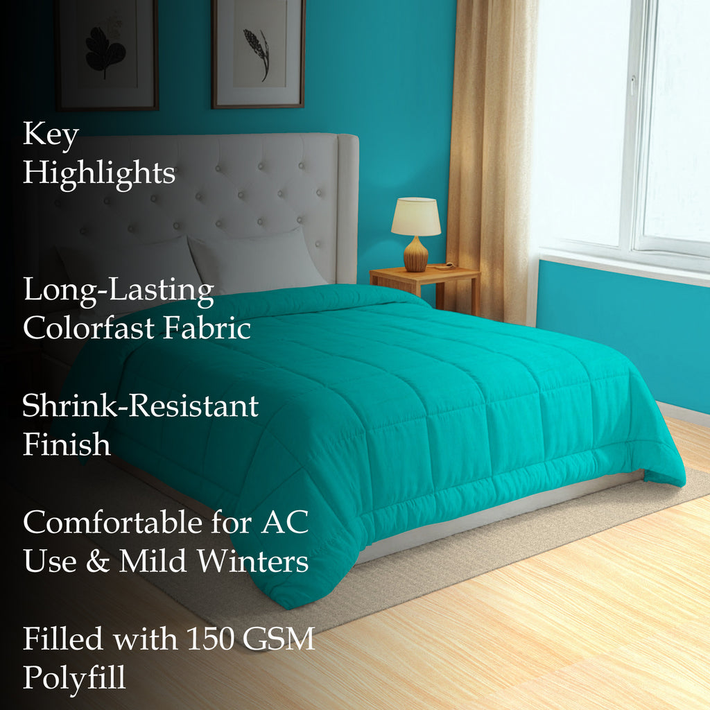 Cozy Cotton Self stripes Blue Double AC Quilt