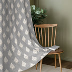 Silver Grey Ivory Boota 240 GSM Polyester 80% Blackout Eyelet Curtain