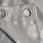 Silver Grey Ivory Boota 240 GSM Polyester 80% Blackout Eyelet Curtain