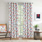 Ivory Multicolour Meadow Vine 330 GSM Polyester 90% Blackout Eyelet Curtain