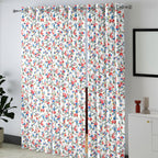 Ivory Multicolour Meadow Vine 330 GSM Polyester 90% Blackout Eyelet Curtain