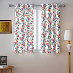 Ivory Multicolour Meadow Vine 330 GSM Polyester 90% Blackout Eyelet Curtain
