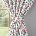 Ivory Multicolour Meadow Vine 330 GSM Polyester 90% Blackout Eyelet Curtain