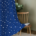 Navy Silver Starry Sky 330 GSM Polyester 90% Blackout Eyelet Curtain