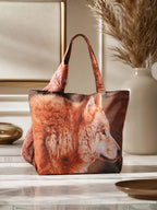 Wildfire Spirit - Wolf Portrait Tote with Earthy Flame Wrap