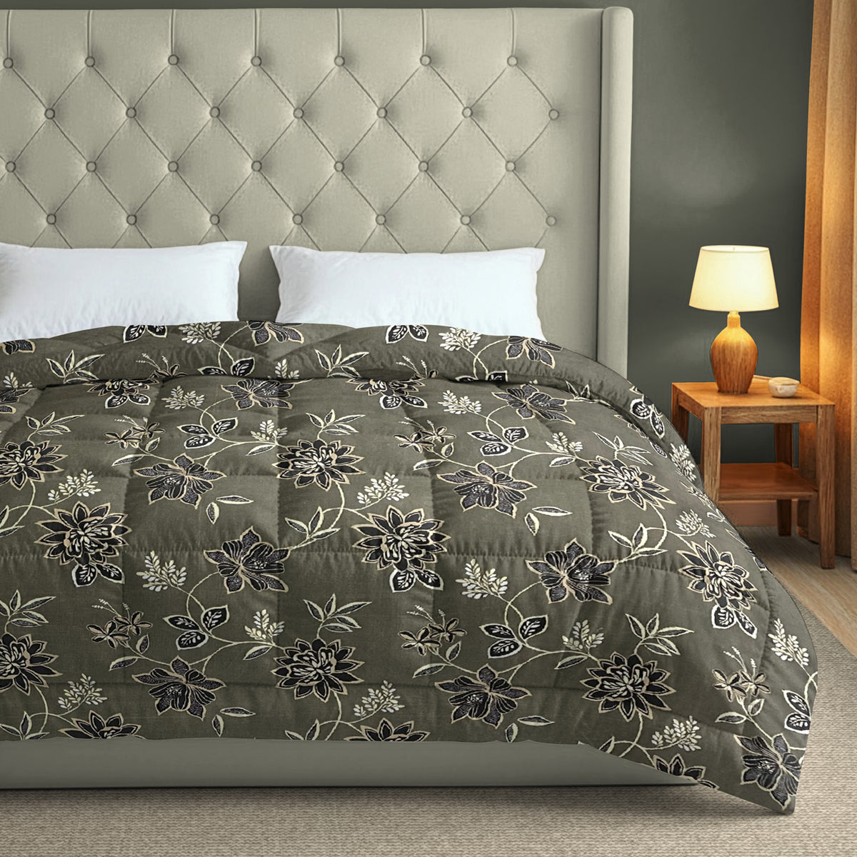 Superior Comfort Blended Cotton AC Quilt 150 GSM Grey Pack of 1
