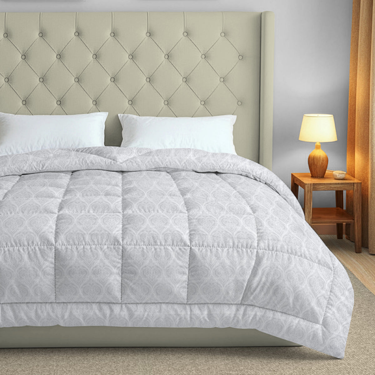 Premium Abstract Pure Cotton AC Quilt 150 GSM Grey Pack of 1