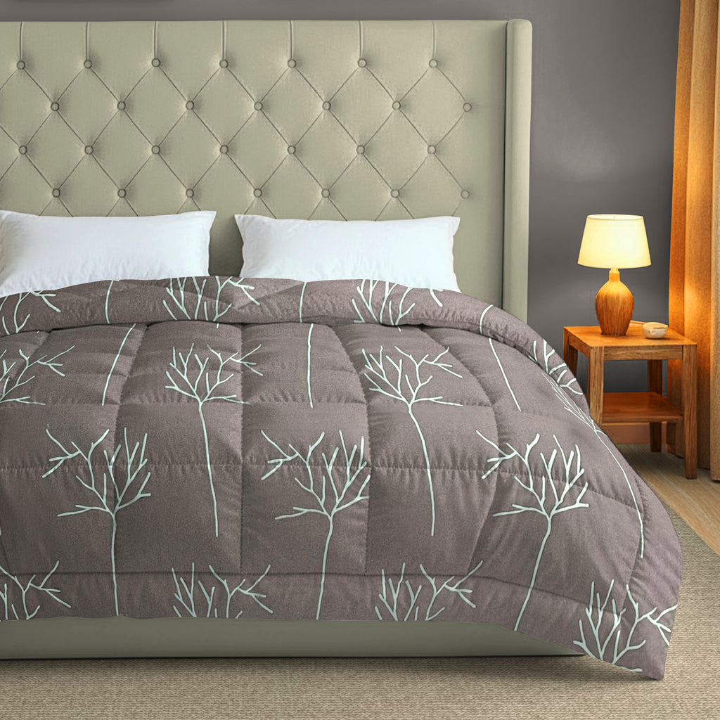 Premium Striped 100% Cotton AC Quilt 150 GSM Grey Pack of 1