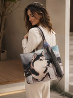 Northern Gaze - Husky Portrait Tote with Mountain Sky Scarf