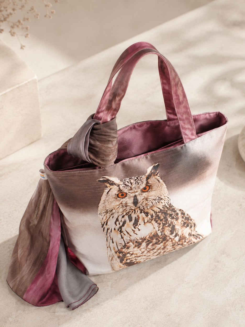 Twilight Branches - Owl-Inspired Artistic Canvas Tote