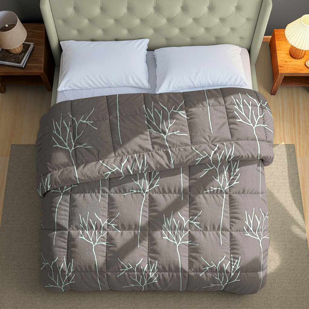 Premium Striped 100% Cotton AC Quilt 150 GSM Grey Pack of 1