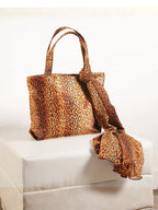 Fierce & Fabulous - Leopard Print Tote Bag with Matching Scarf