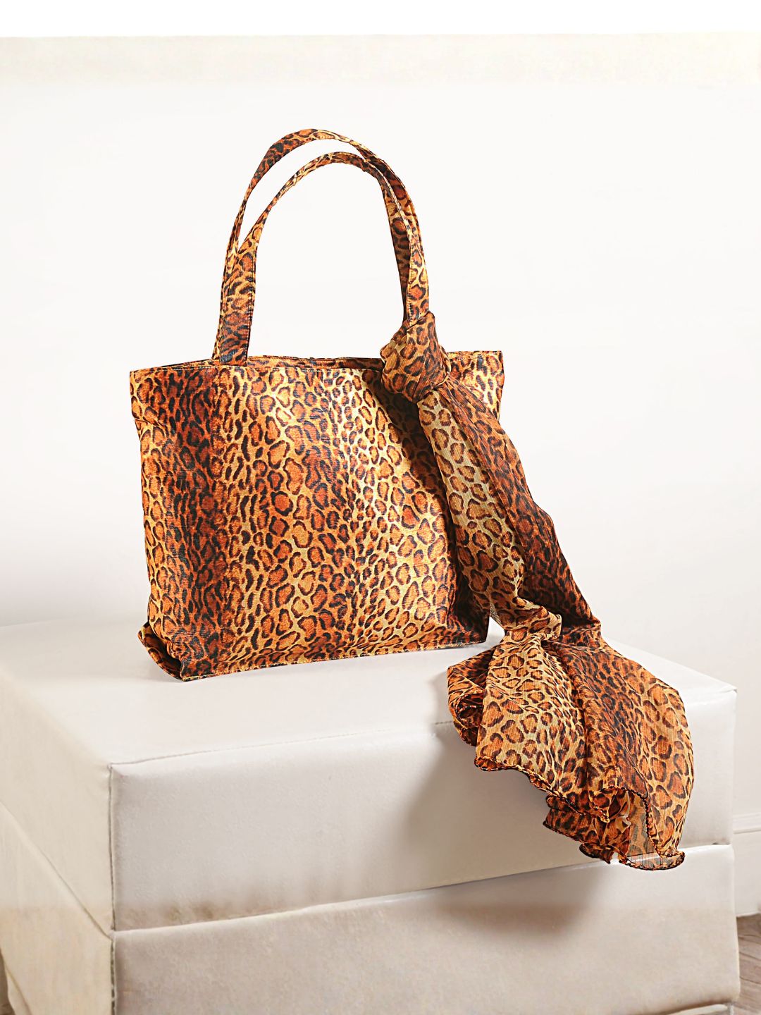 Fierce & Fabulous - Leopard Print Tote Bag with Matching Scarf