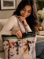 Urban Muse - Artistic Portrait Print Tote Bag with Contemporary Chic Appeal