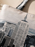 Cityscape Luxe - Monochrome Urban Skyline Print Tote Bag