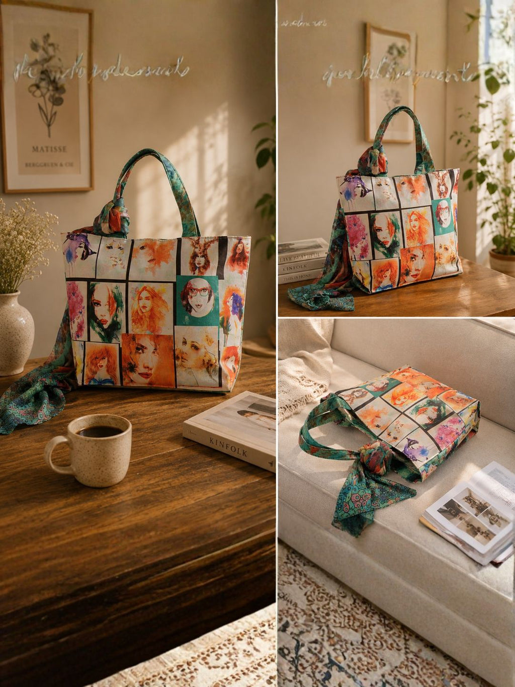 Modern Art Pop - Digitally Printed Tote Bag with Abstract Minimalist Design