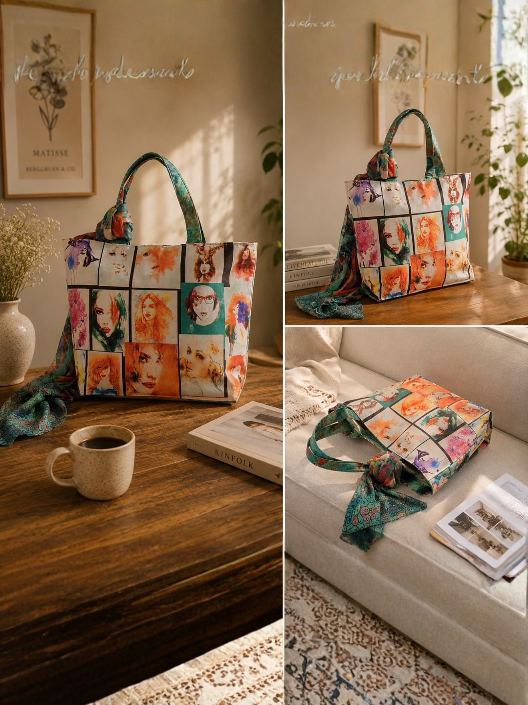 Modern Art Pop - Digitally Printed Tote Bag with Abstract Minimalist Design