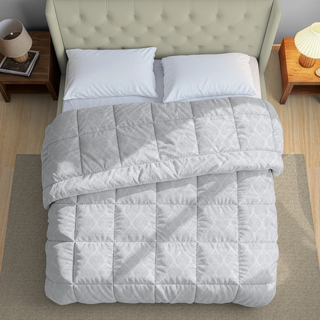 Premium Abstract Pure Cotton AC Quilt 150 GSM Grey Pack of 1