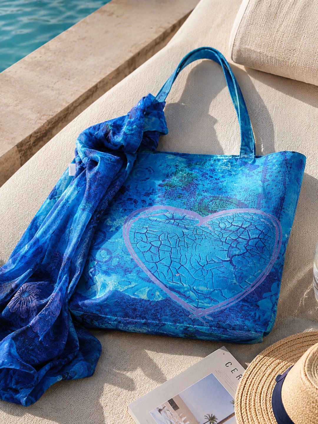 Blue Tranquility - Majestic Elephant Tote with Breezy Scarf