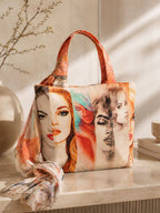 Sunset Grafika - Digitally Printed Tote Bag with Artistic Face Illustration