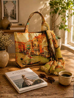 Golden Hour Venice - Premium Art Print Shoulder Bag with Matching Scarf