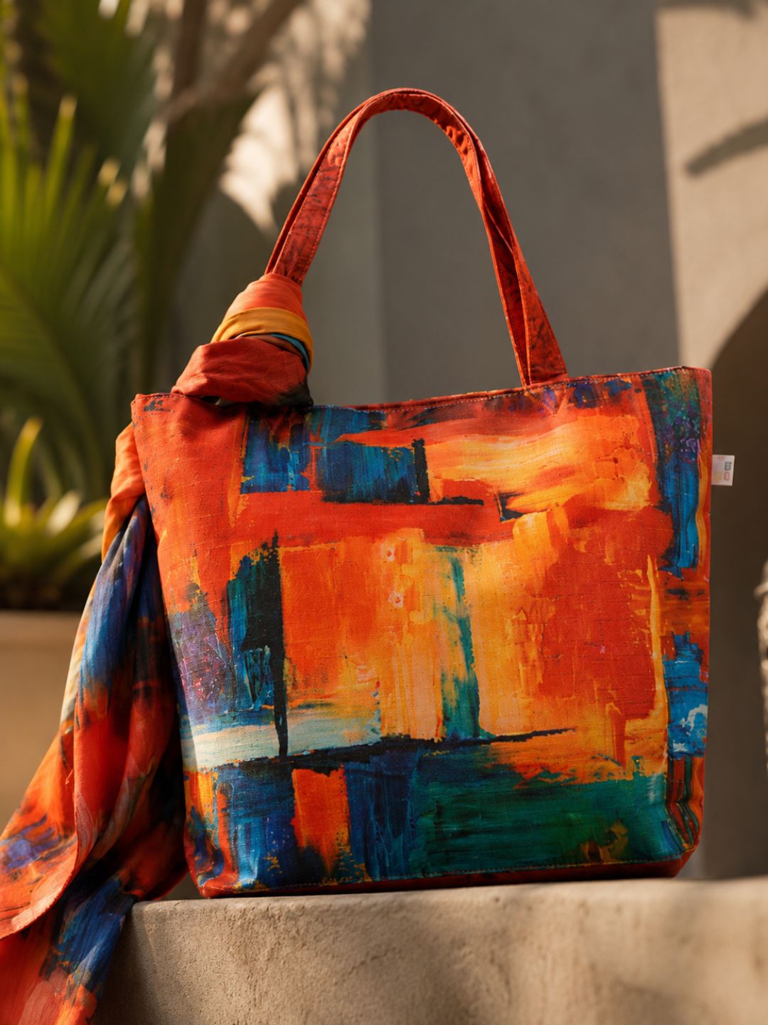 Golden Hour Glaze - Abstract Autumn Tote with Dual-Sided Artistic Flair