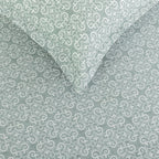 Ornamental Swirl Sage Green 210 TC Pure Cotton King Fitted Bedsheet with 2 Pillow Covers (72 x 78 x 10 Inches)
