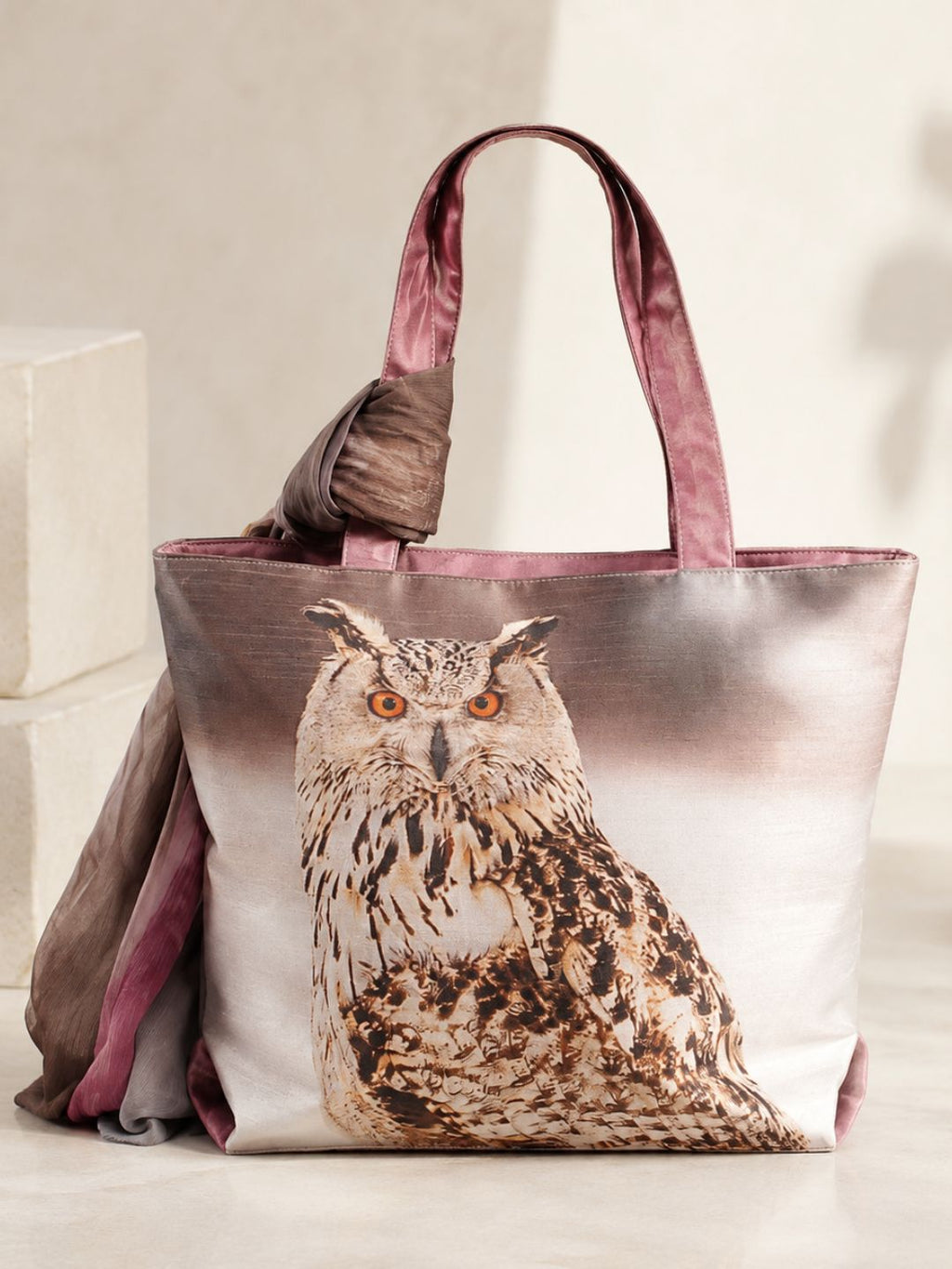 Twilight Branches - Owl-Inspired Artistic Canvas Tote