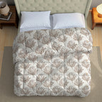 Basic Comfort Geometric Microfibre AC Quilt 150 GSM Beige Pack of 1